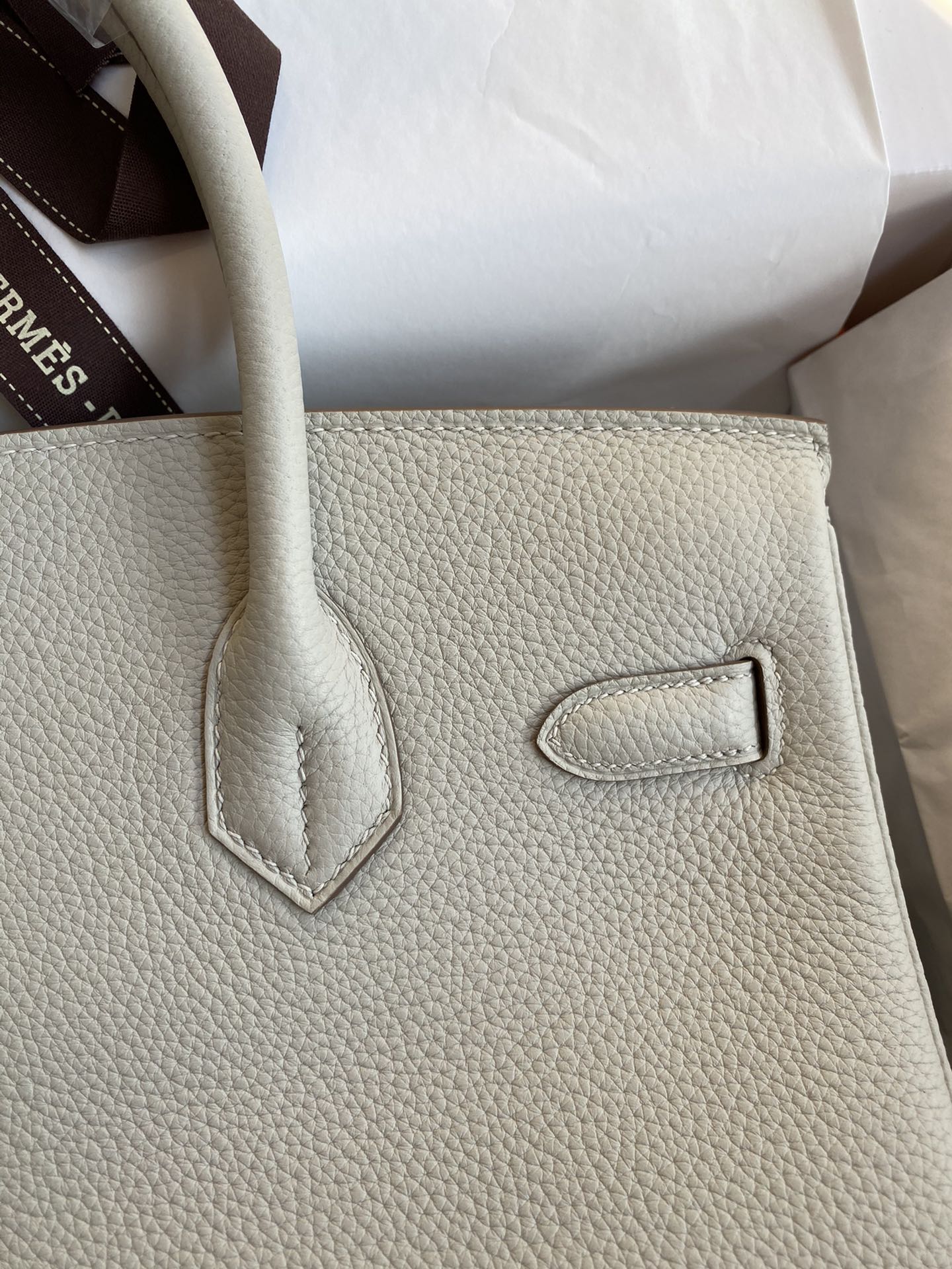 Hermes Birkin 30CM Togo Leather Handbag Pearl Gray